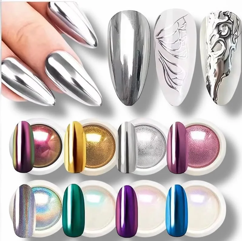 ست پودر کروم ناخن Bold&Beautiful، 8 رنگ با جلوه آینهای، لیزری هولوگرافیک، Aurora رنگینکمانی، مرواریدی آفتابپرست، اکلیل برای تزئین هنر مانیکور، 1 گرم یا 0.5 گرم در هر ظرف ست پودر کروم ناخن Bold&Beautiful، 8 رنگ با جلوه آینهای، لیزری هولوگرافیک، Aurora رنگینکمانی، مرواریدی آفتابپرست، اکلیل برای تزئین هنر مانیکور، 1 گرم یا 0.5 گرم در هر ظرف