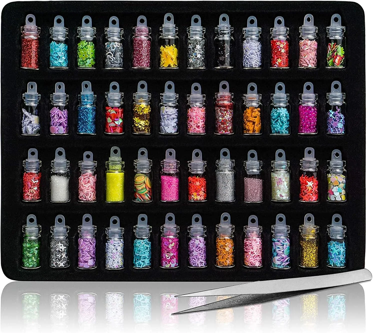 مجموعه 48 رنگ بلicia، پودر اکلیل ناخن با اشکال مختلف، اکلیل درشت هولوگرافیک برای طراحی ناخن، صورت، بدن، چشم، مو، جشنواره، ستاره ها، شش ضلعی ها، پولک های آینه ای شکل، کیت تزئینات DIY مجموعه 48 رنگ بلicia، پودر اکلیل ناخن با اشکال مختلف، اکلیل درشت هولوگرافیک برای طراحی ناخن، صورت، بدن، چشم، مو، جشنواره، ستاره ها، شش ضلعی ها، پولک های آینه ای شکل، کیت تزئینات DIY