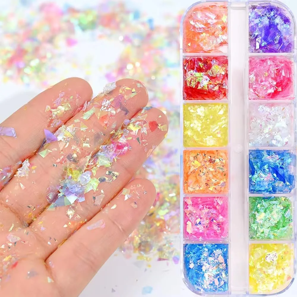 پودر اکلیل ناخن پری دریایی هولوگرافیک Bold&Beautiful، 12 رنگ پولک های یخ رنگین کمانی، فرم پودری، 8 گرم، تزئین ناخن تابستانی برای زنان پودر اکلیل ناخن پری دریایی هولوگرافیک Bold&Beautiful، 12 رنگ پولک های یخ رنگین کمانی، فرم پودری، 8 گرم، تزئین ناخن تابستانی برای زنان