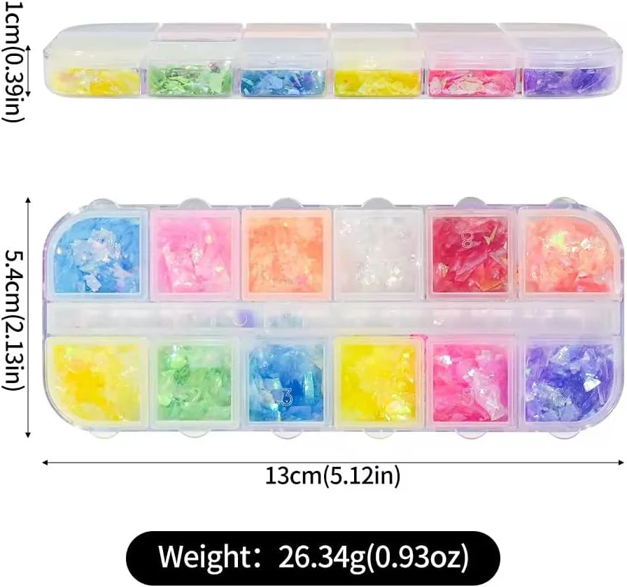 پودر اکلیل ناخن پری دریایی هولوگرافیک Bold&Beautiful، 12 رنگ پولک های یخ رنگین کمانی، فرم پودری، 8 گرم، تزئین ناخن تابستانی برای زنان پودر اکلیل ناخن پری دریایی هولوگرافیک Bold&Beautiful، 12 رنگ پولک های یخ رنگین کمانی، فرم پودری، 8 گرم، تزئین ناخن تابستانی برای زنان