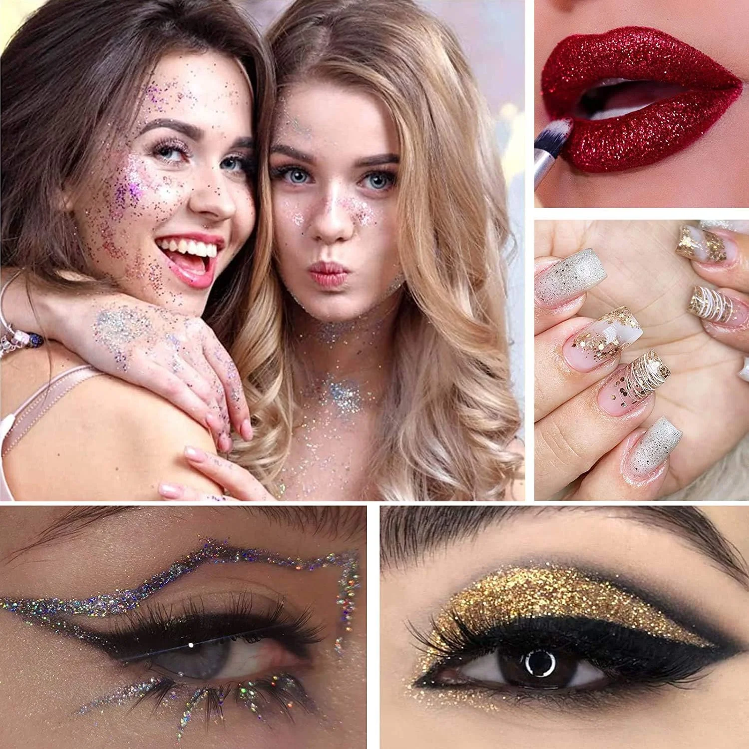 اکلیل ریز 12 رنگ آسلانکا، مناسب برای طراحی ناخن، صورت، بدن، چشم، مو، کاردستی، پودر اکلیل جشن تعطیلات، 120 گرم