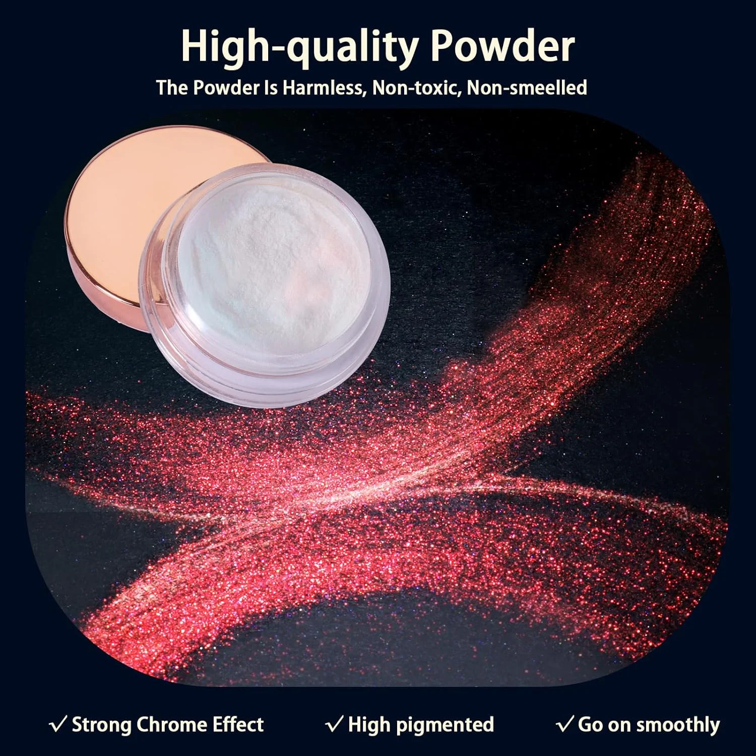 پودر کروم ناخن تک شاخ Allstarry، پودر کروم ناخن مرواریدی سفید رنگین کمانی Aurora Mermaid، پودر پری دریایی اکلیلی برای هنر ناخن، مانیکور، لاک ژل - Sunset Field