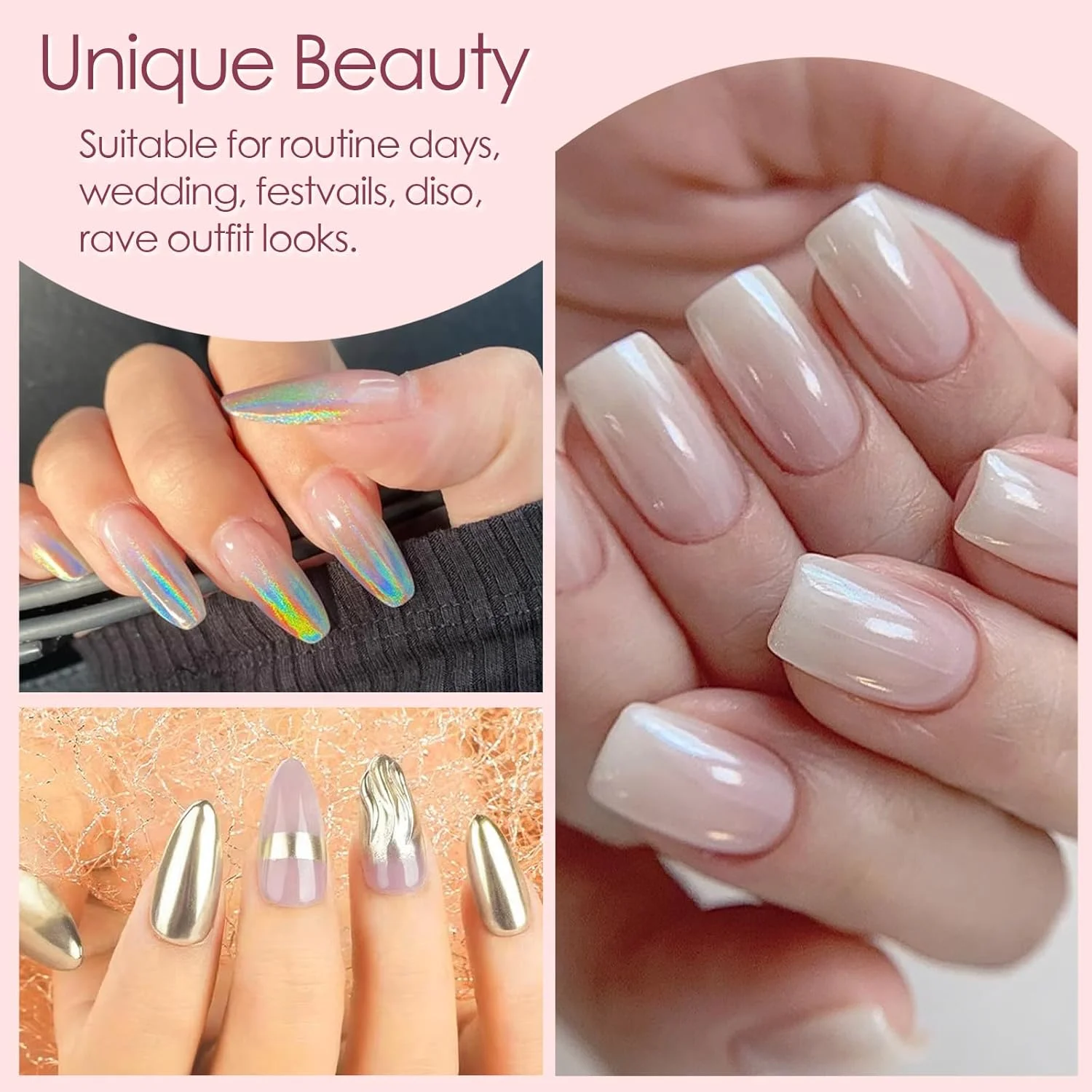 پودر کروم ناخن آل استاری، 4 عدد پودر پیگمنت کروم مرواریدی سفید، پودر اکلیل ناخن هولوگرافیک رنگین کمانی، پیگمنت اثر آینه ای متالیک برای مانیکور ژل ناخن DIY سالن خانگی هدیه زنانه پودر کروم ناخن آل استاری، 4 عدد پودر پیگمنت کروم مرواریدی سفید، پودر اکلیل ناخن هولوگرافیک رنگین کمانی، پیگمنت اثر آینه ای متالیک برای مانیکور ژل ناخن DIY سالن خانگی هدیه زنانه