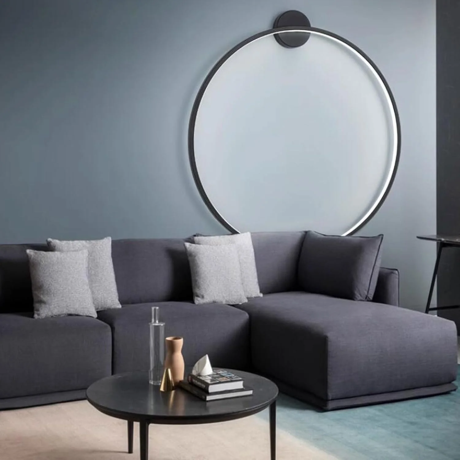 چراغ دیواری گرد مینیمالیستی XYTUJIK، چراغ دیواری مدرن LED دایره ای، چراغ دیواری حلقه آلومینیومی، چراغ پس زمینه اتاق راهرو رستوران اتاق خواب