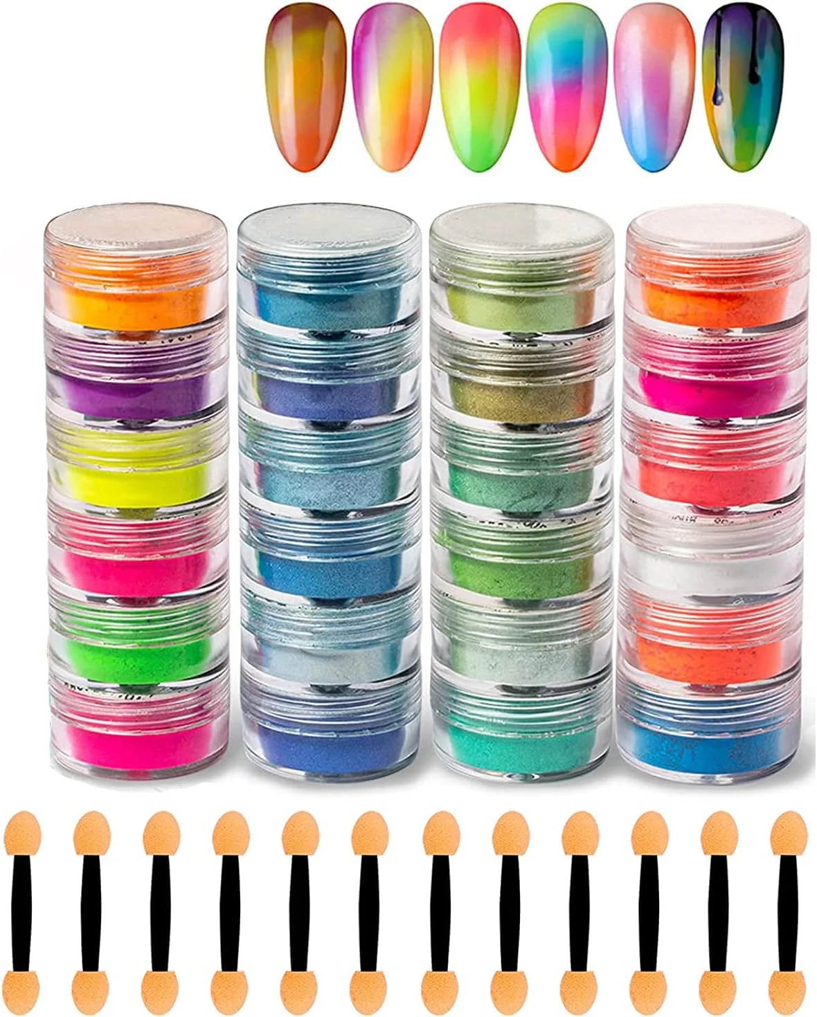 پودر رنگدانه ناخن 24 رنگ SYOSI، پودر هاله ای براق و رنگین کمانی فوق العاده ظریف و درخشان، گرد و غبار رنگدانه های ناخن سه بعدی برای تزئین ناخن پودر رنگدانه ناخن 24 رنگ SYOSI، پودر هاله ای براق و رنگین کمانی فوق العاده ظریف و درخشان، گرد و غبار رنگدانه های ناخن سه بعدی برای تزئین ناخن