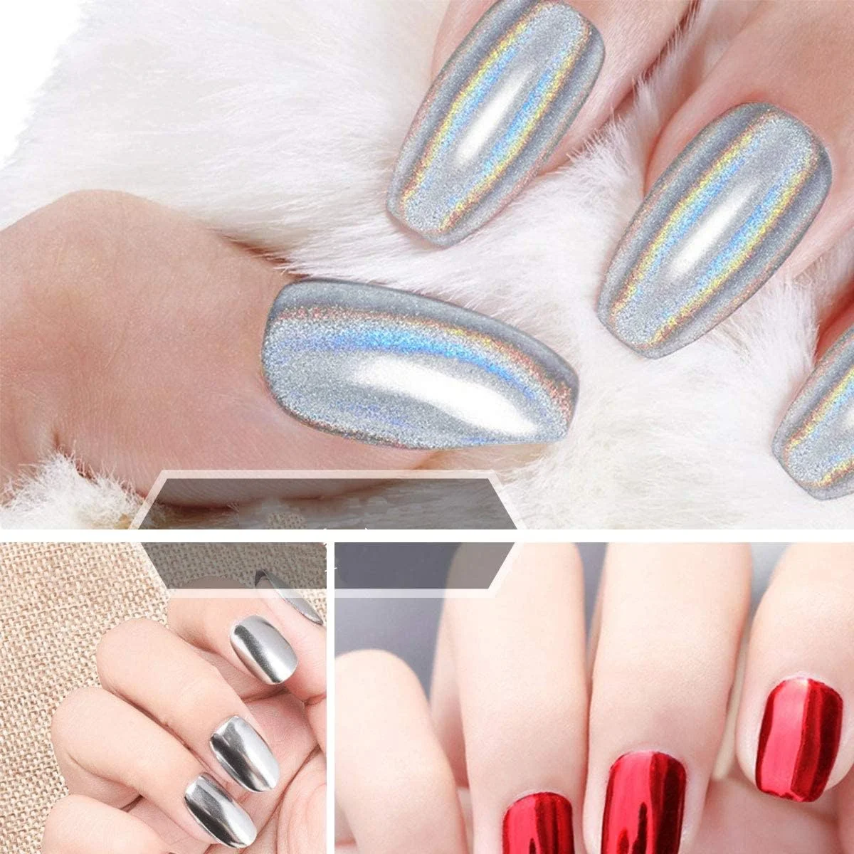 پودر ناخن سایوسی، شیشه ای، هولوگرافیک، کروم، آینه ای، لیزری، رنگدانه رزین مصنوعی، پودر مانیکور هنری برای ناخن (A) پودر ناخن سایوسی، شیشه ای، هولوگرافیک، کروم، آینه ای، لیزری، رنگدانه رزین مصنوعی، پودر مانیکور هنری برای ناخن (A)