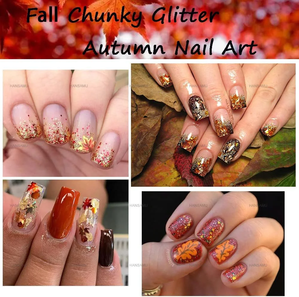 پولک ناخن پاییزی هانسامو، اکلیل درشت برای طراحی ناخن اکریلیک، پودر مخلوط طلایی قرمز، پولک های رنگین کمانی، تزیینات براق برای صورت، چشم، بدن و مو (2 عدد) پولک ناخن پاییزی هانسامو، اکلیل درشت برای طراحی ناخن اکریلیک، پودر مخلوط طلایی قرمز، پولک های رنگین کمانی، تزیینات براق برای صورت، چشم، بدن و مو (2 عدد)