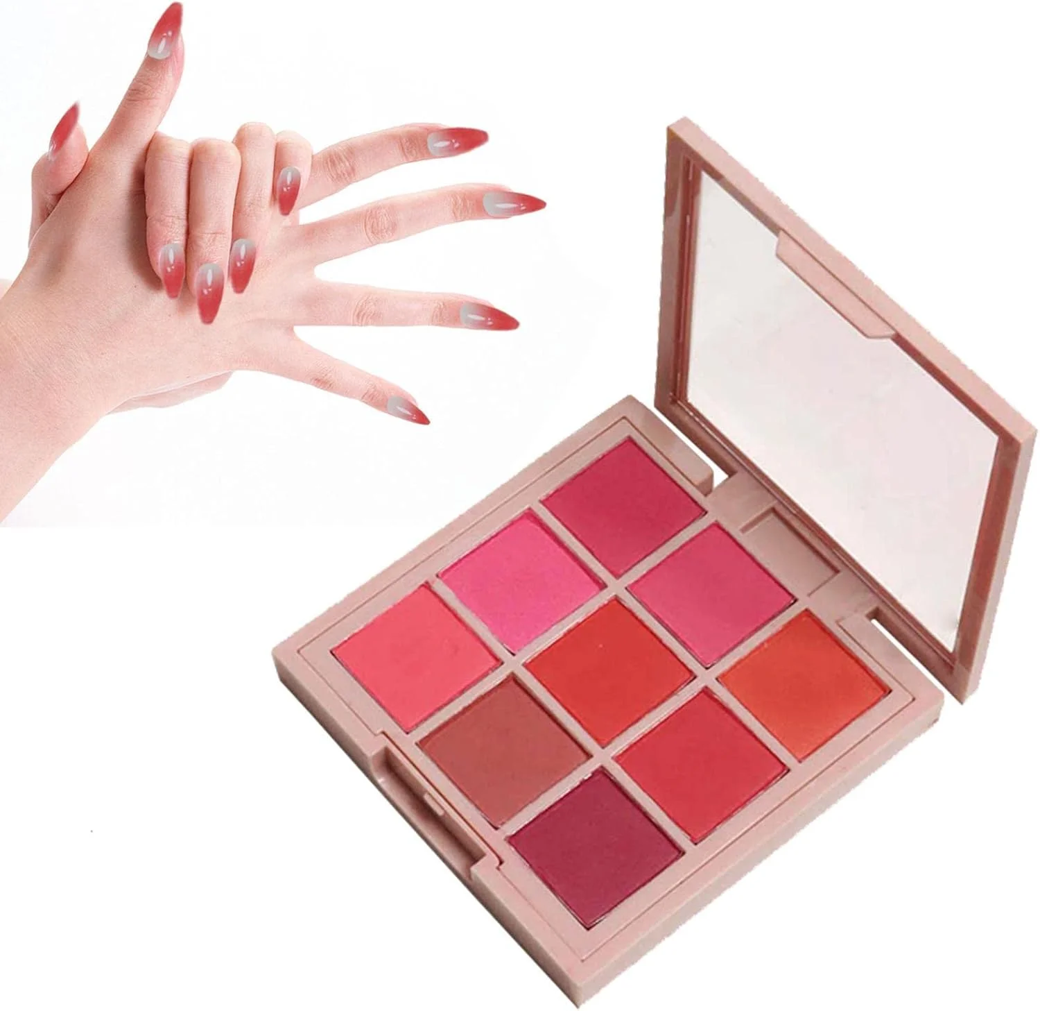 پودر کروم ناخن، پالت پودر ناخن گرادیانی 9 رنگ، پودر هولوگرافیک آرورا، پودر صدفی با جلوه آینه ای، رنگدانه مرواریدی اکلیلی مانیکور برای تزئین ناخن DIY