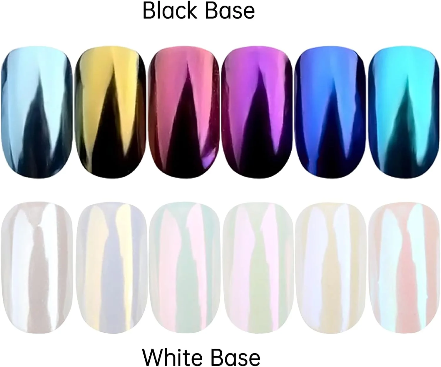 پودر مرواریدی ناخن کروم آینه‌ای GZSYY، بسته 6 عددی پودر پیگمنت متالیک آرت ناخن آفتاب‌پرست برای تزئین ناخن