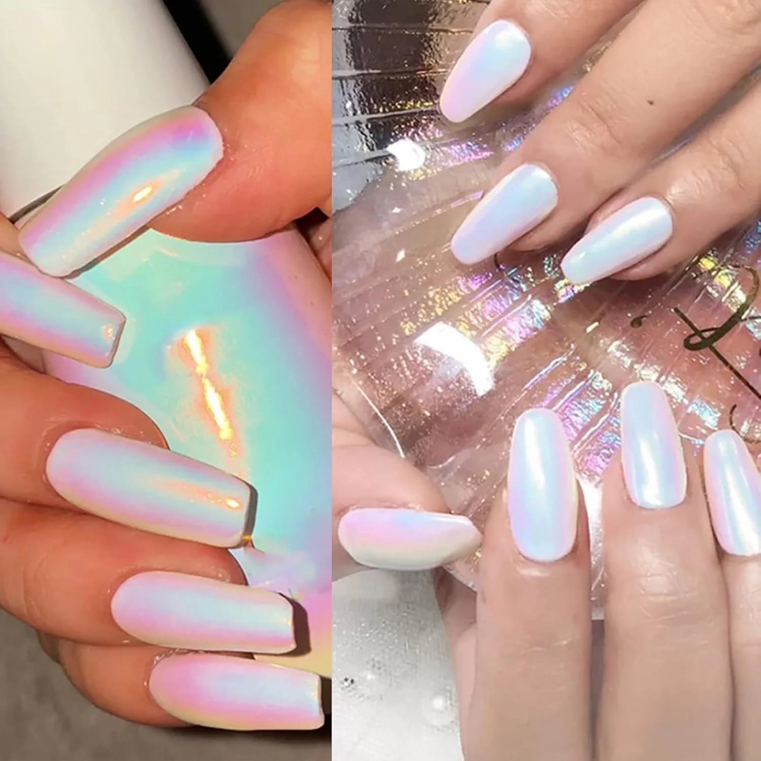 پودر مرواریدی ناخن کروم آینه‌ای GZSYY، بسته 6 عددی پودر پیگمنت متالیک آرت ناخن آفتاب‌پرست برای تزئین ناخن