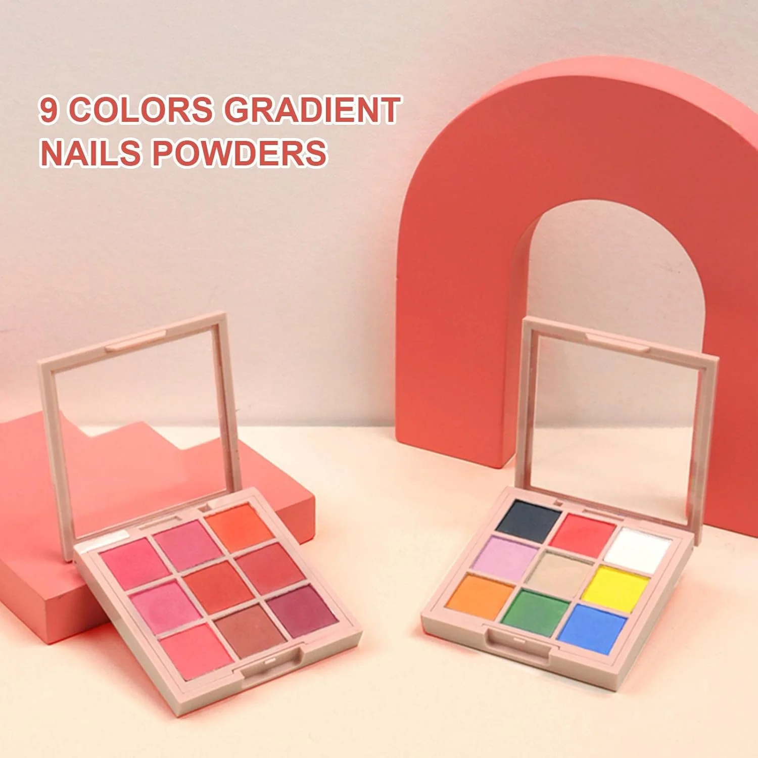 پودر کروم ناخن، پالت پودر ناخن گرادیانی 9 رنگ، پودر هولوگرافیک آرورا، پودر صدفی با جلوه آینه ای، رنگدانه مرواریدی اکلیلی مانیکور برای تزئین ناخن DIY