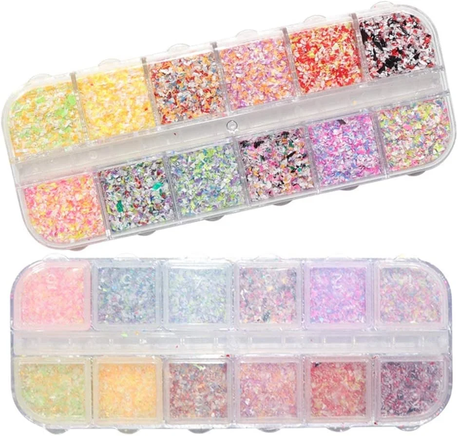 پودر ناخن اکلیلی 12 رنگ GQCQGS با پولک های مخلوط و تزئینات نوک پودر گرد و غبار هنری رنگین کمانی پودر ناخن اکلیلی 12 رنگ GQCQGS با پولک های مخلوط و تزئینات نوک پودر گرد و غبار هنری رنگین کمانی