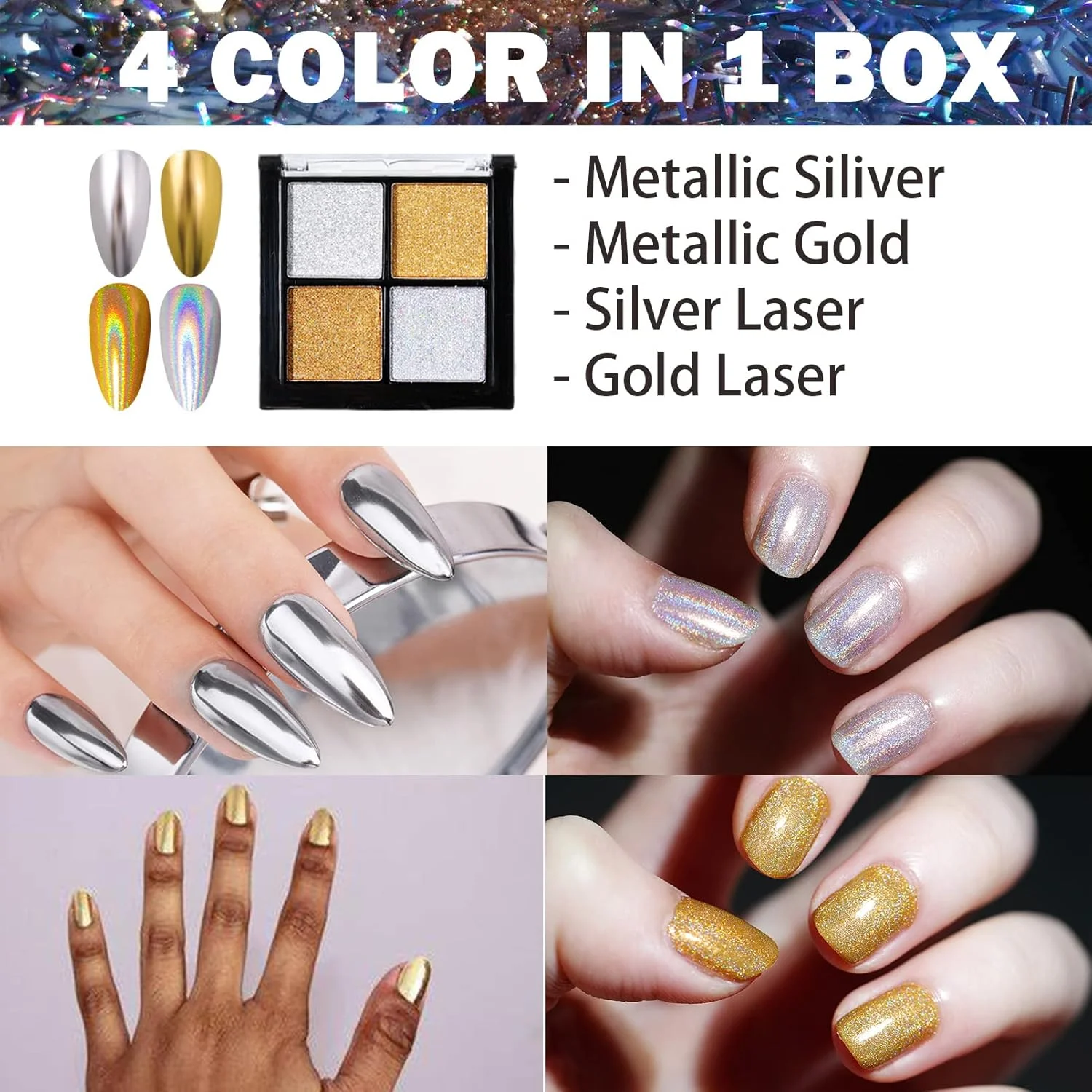 پودر کروم ناخن، ست پودر ناخن 8 رنگ، پودر اکلیل مرواریدی ناخن نقره ای و طلایی، رنگدانه هنری ناخن متالیک، ست پودر رنگین کمانی لیزری آفتاب پرست با برس های اسفنجی ناخن برای تزئین هنر ناخن پودر کروم ناخن، ست پودر ناخن 8 رنگ، پودر اکلیل مرواریدی ناخن نقره ای و طلایی، رنگدانه هنری ناخن متالیک، ست پودر رنگین کمانی لیزری آفتاب پرست با برس های اسفنجی ناخن برای تزئین هنر ناخن