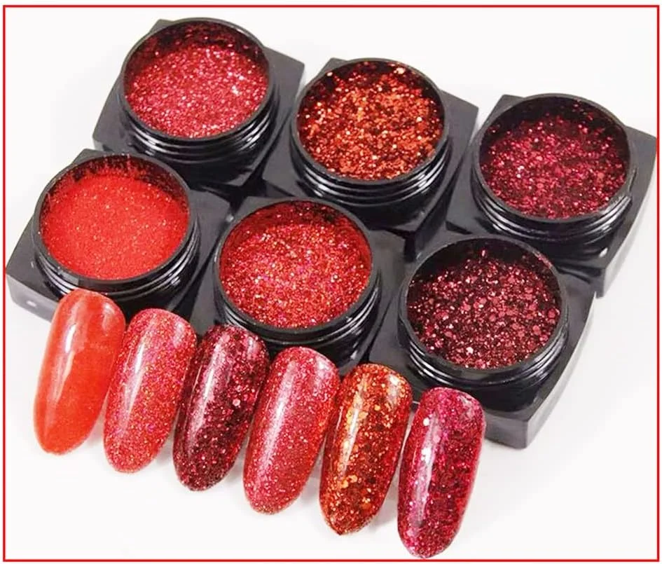 اکلیل ناخن قرمز، پولک های اکلیلی، پودر درخشان الماس کریستالی قرمز، لوازم طراحی ناخن روز ولنتاین، پولک های براق ناخن عروسی سال نو برای زنان دختران، پودر هولوگرافی، 6 جعبه اکلیل ناخن قرمز، پولک های اکلیلی، پودر درخشان الماس کریستالی قرمز، لوازم طراحی ناخن روز ولنتاین، پولک های براق ناخن عروسی سال نو برای زنان دختران، پودر هولوگرافی، 6 جعبه