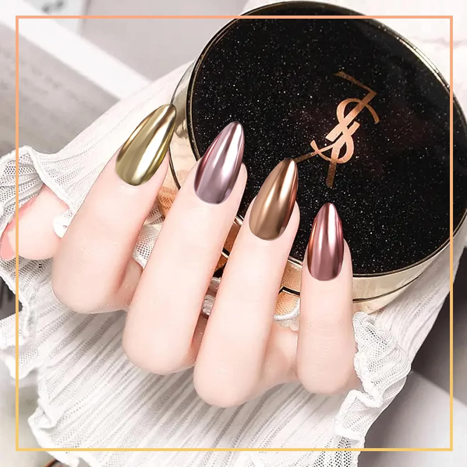 پودر کروم ناخن، مجموعه 6 رنگ پودر اکلیل ناخن ژلیش، پودر رنگدانه متالیک طراحی ناخن با برس های اسفنجی ناخن برای تزئین ناخن (B) پودر کروم ناخن، مجموعه 6 رنگ پودر اکلیل ناخن ژلیش، پودر رنگدانه متالیک طراحی ناخن با برس های اسفنجی ناخن برای تزئین ناخن (B)