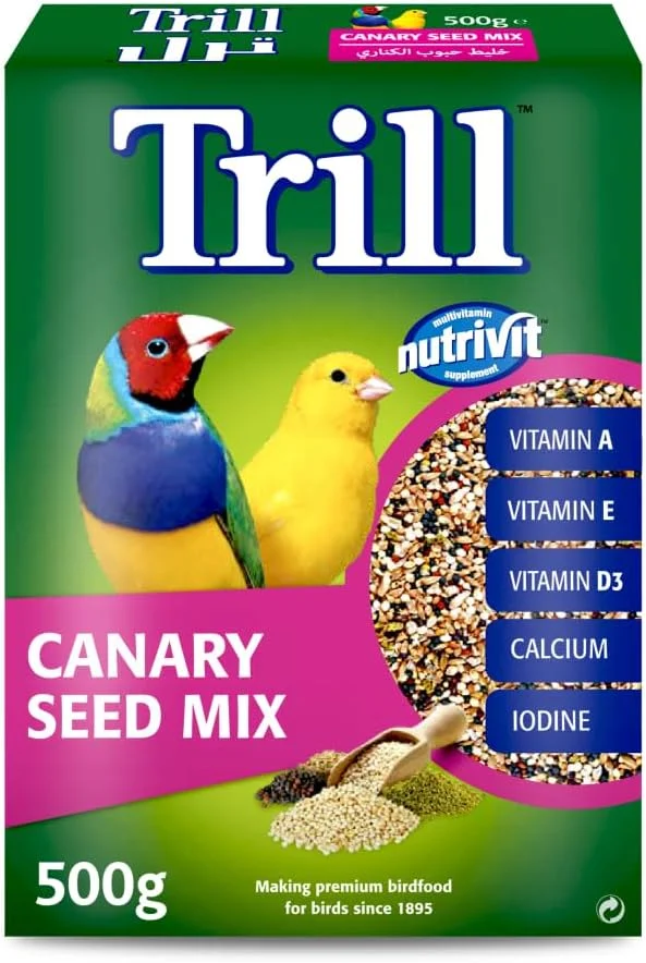 مخلوط دانه قناری تریل 500 گرمی، غذای پرنده، دانه قناری، ترکیبی متعادل از کیبل های نوتریویت، غذای کامل برای پرندگان