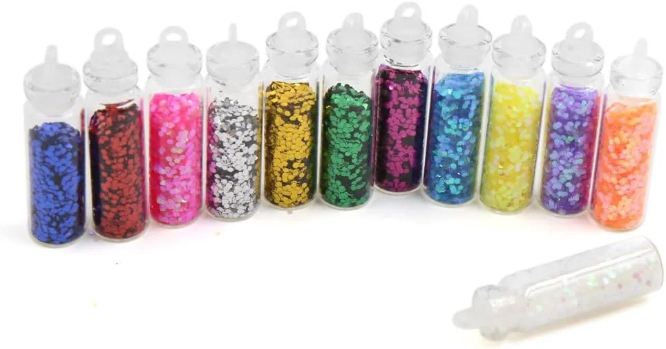 یک ست پودر اکلیل شش ضلعی 12 رنگ Ruilogod، پودر هنری ناخن، پولک، لاک ناخن، نوک های براق، تزئین