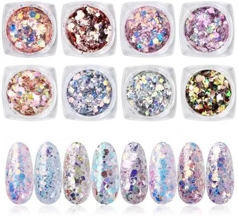 ست پولک هشت تکه نفیس Rapidbok، پودر اکلیلی برای ناخن، ست پودر اکلیلی هنر ناخن چند منظوره، برای ناخن های ظریف و براق ست پولک هشت تکه نفیس Rapidbok، پودر اکلیلی برای ناخن، ست پودر اکلیلی هنر ناخن چند منظوره، برای ناخن های ظریف و براق