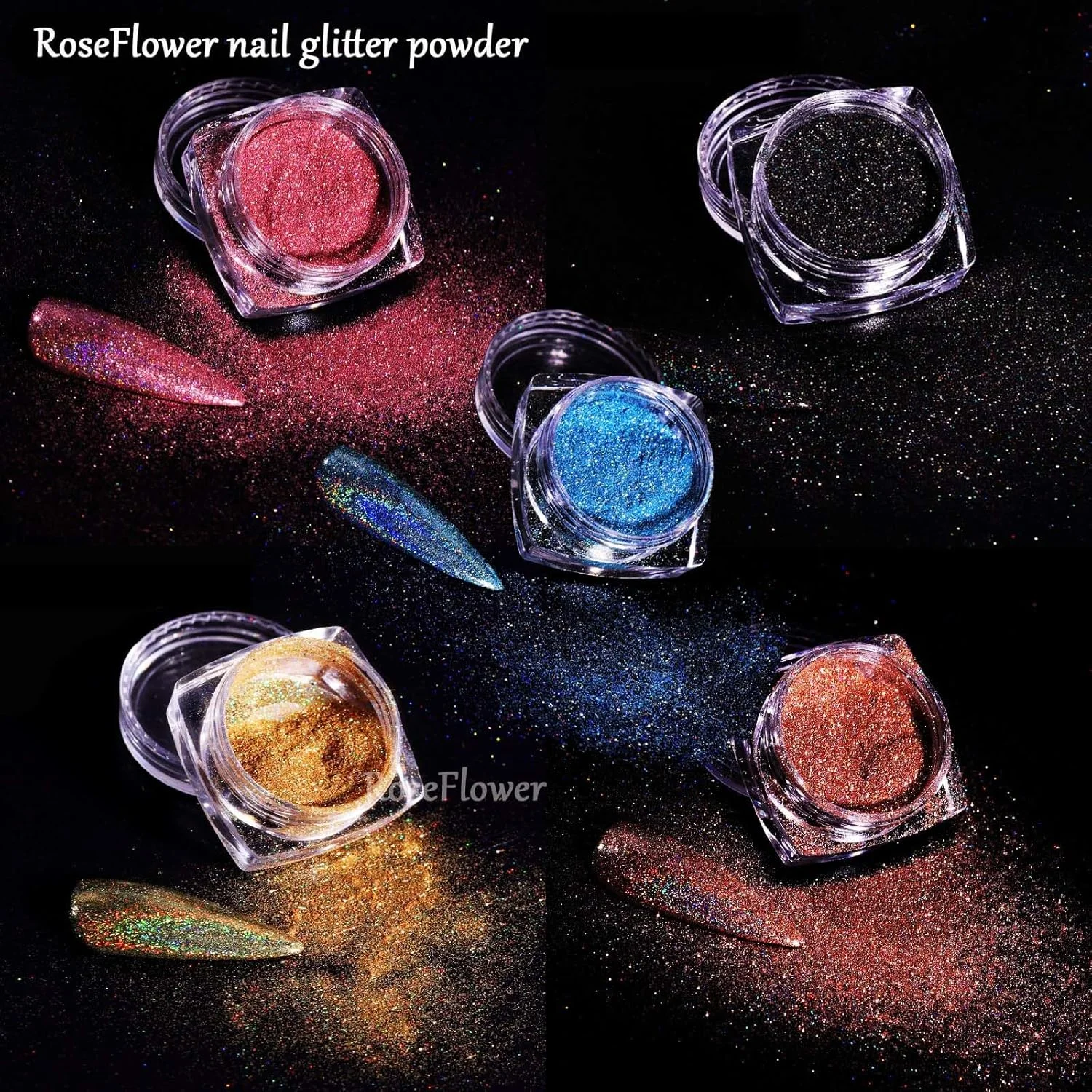 پودر کروم RoseFlower در 12 رنگ سفید/نقرهای/طلایی، پودر ناخن رنگین کمانی، پودر ناخن با جلوه مرواریدی، پودر اکلیل ناخن صدفی با جلوه آینهای جادویی برای طراحی و تزئین ناخن پودر کروم RoseFlower در 12 رنگ سفید/نقرهای/طلایی، پودر ناخن رنگین کمانی، پودر ناخن با جلوه مرواریدی، پودر اکلیل ناخن صدفی با جلوه آینهای جادویی برای طراحی و تزئین ناخن