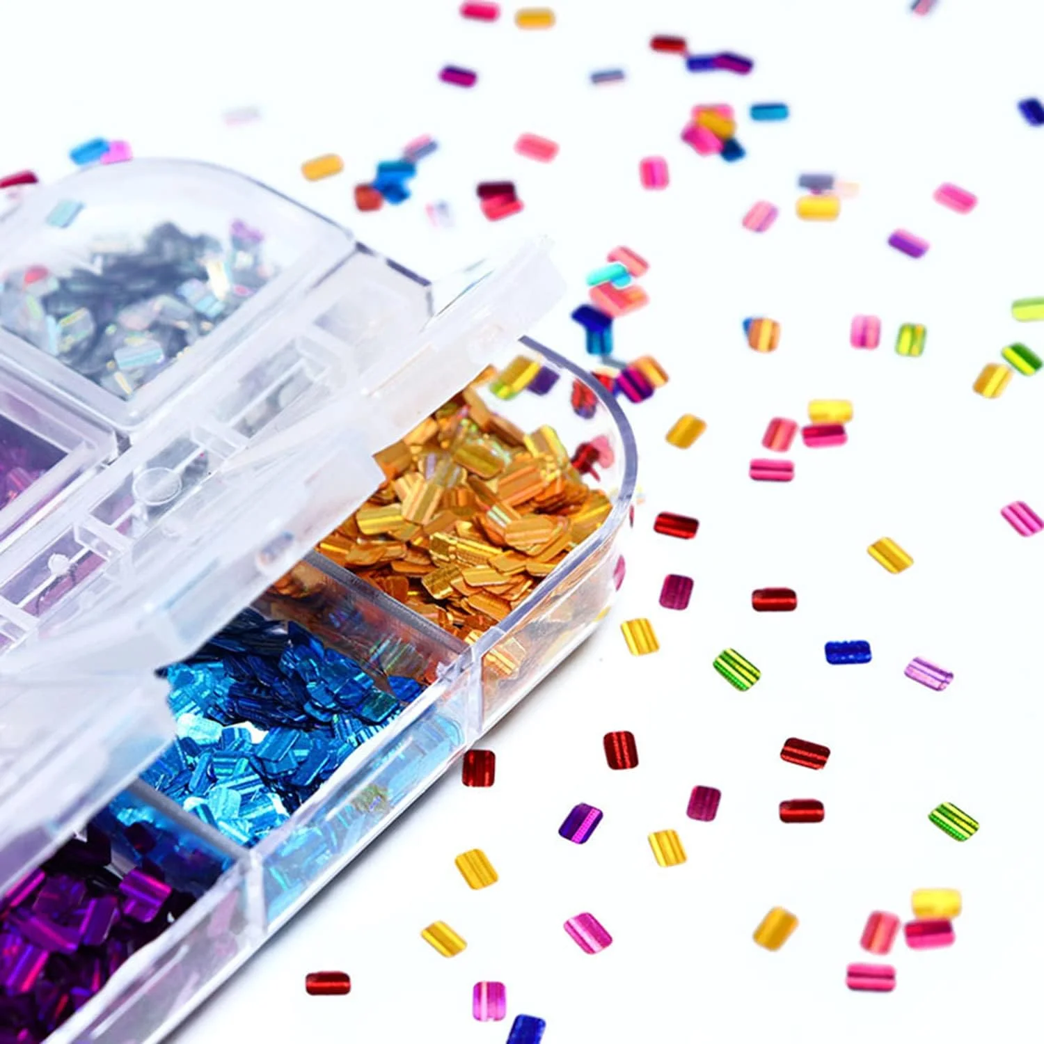 پولک های مربعی شکل اکلیلی برای طراحی ناخن، 12 رنگ پولک مستطیلی شکل، طراحی هولوگرافیک سه بعدی براق، لوازم طراحی ناخن اکریلیک برای خانم ها و دختران، پودر تزئینی، نکات براق طراحی ناخن DIY پولک های مربعی شکل اکلیلی برای طراحی ناخن، 12 رنگ پولک مستطیلی شکل، طراحی هولوگرافیک سه بعدی براق، لوازم طراحی ناخن اکریلیک برای خانم ها و دختران، پودر تزئینی، نکات براق طراحی ناخن DIY