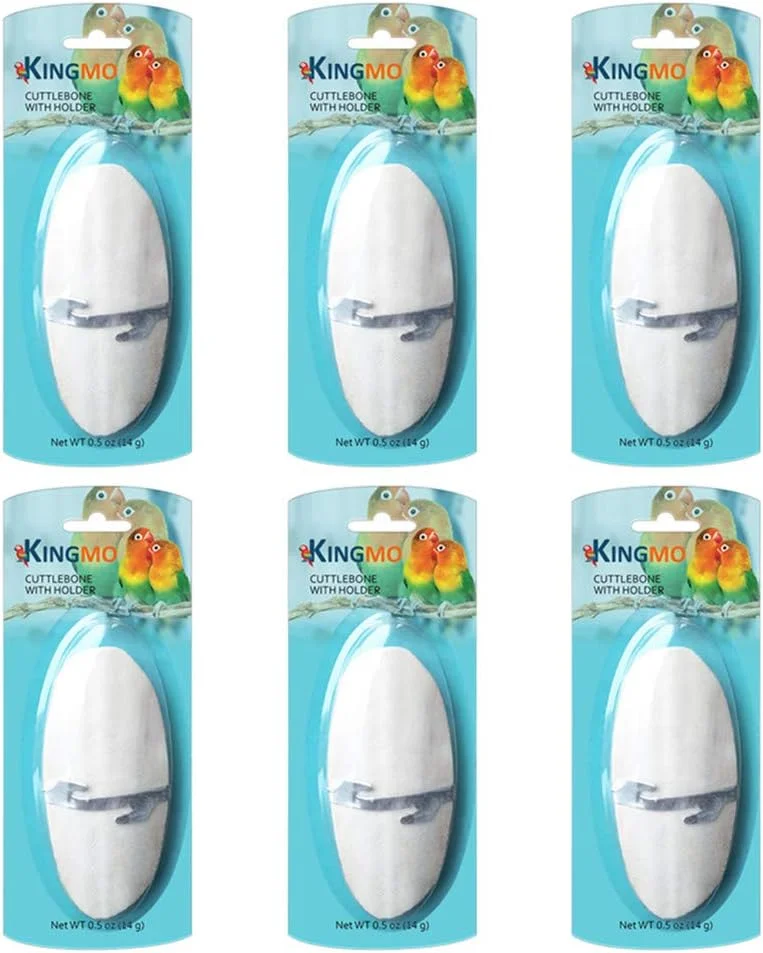 استخوان کف دریا برای پرندگان Jmxu، سایز 5 تا 5.5 اینچ، به همراه نگهدارنده فلزی، استخوان ماهی مرکب برای نوک تیز، کلسیم طبیعی پرندگان برای طوطی، عروس هلندی، مرغ عشق، 6 عدد