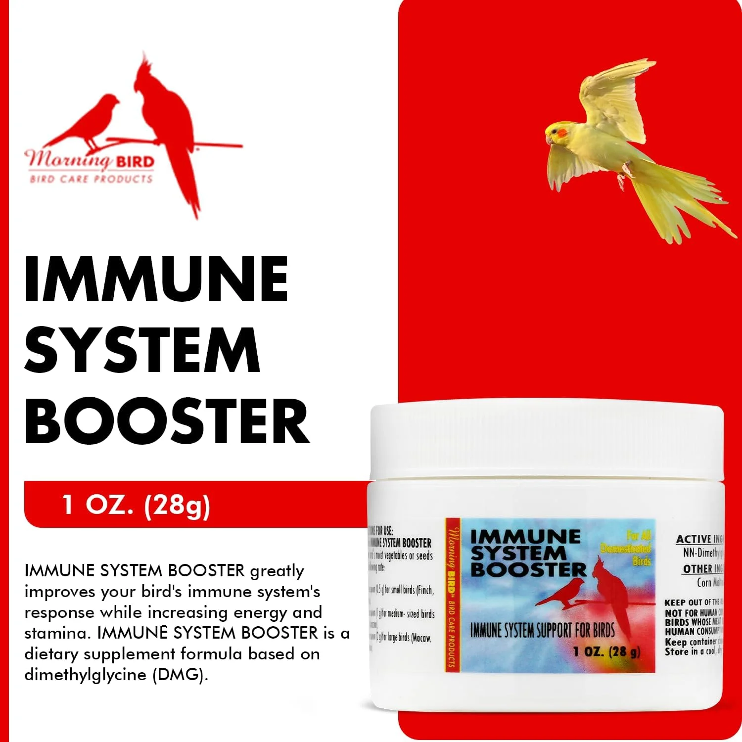 تقویت کننده سیستم ایمنی پرندگان Morning Bird، 1 اونس - مکمل انرژی برای پرندگان - پودر اسید آمینه طبیعی - افزایش استقامت، سلامت سلولی و استفاده از اکسیژن - پودر ویتامین برای همه گونه های پرندگان تقویت کننده سیستم ایمنی پرندگان Morning Bird، 1 اونس - مکمل انرژی برای پرندگان - پودر اسید آمینه طبیعی - افزایش استقامت، سلامت سلولی و استفاده از اکسیژن - پودر ویتامین برای همه گونه های پرندگان