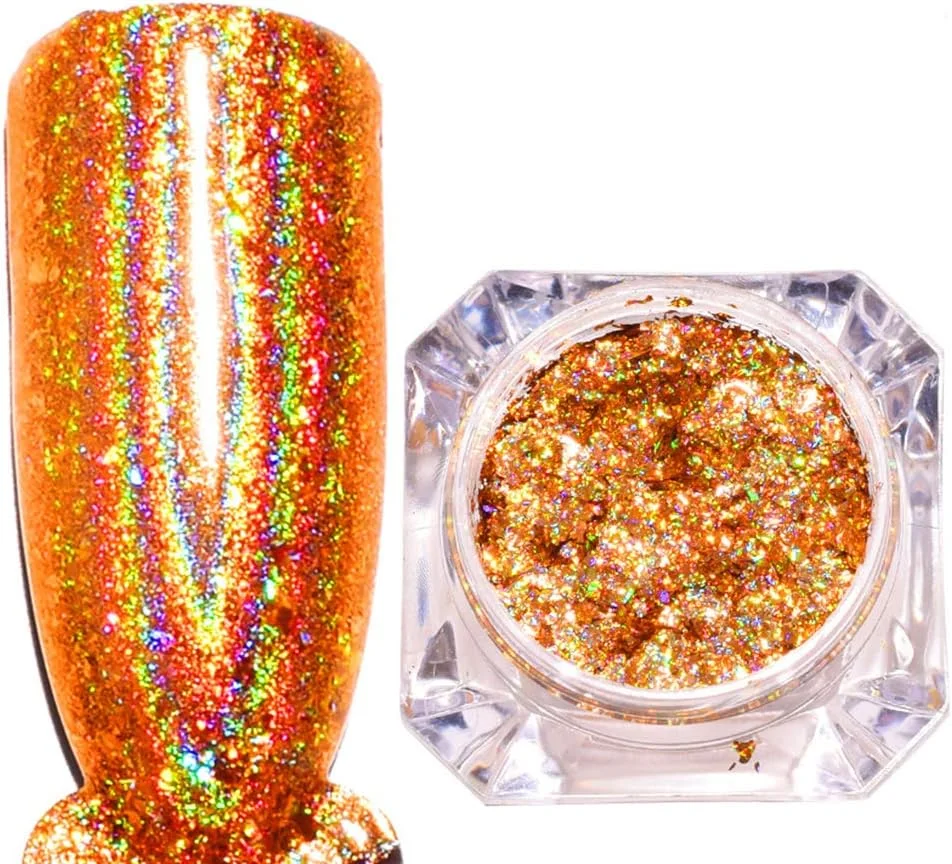 پودر اکلیل ناخن یس لیدی، طلایی درخشان، رنگدانه لیزری جادویی، مناسب برای طراحی و دیزاین ناخن، 2 بسته