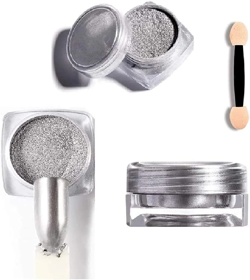 پودر کروم طراحی ناخن Yinikiz، ترکیب مانیکور اکلیلی ژل ناخن (نقره ای و طلایی، هر کدام 10 گرم)