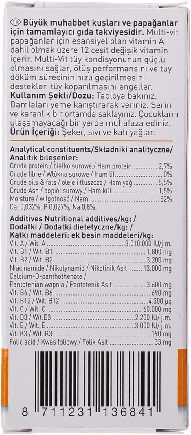 مولتی ویتامین Beaphar 20 میلی لیتر برای طوطی ها و مرغ عشق مولتی ویتامین Beaphar 20 میلی لیتر برای طوطی ها و مرغ عشق