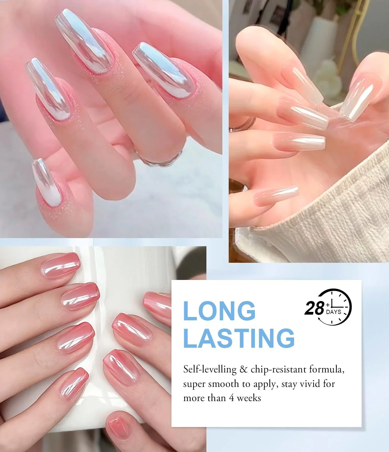 پودر ناخن یلاجوی، پودر کروم سفید مهتابی - 1 گرم پودر کروم با اثر مرواریدی فوق العاده براق برای ناخن های ژلی، پودر مرواریدی پری دریایی متالیک برای تزئین ناخن