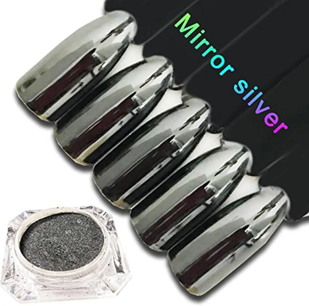 پودر مشکی آینه ای جادویی اکلیل ناخن، پودر کروم هنری سه بعدی DIY، تزئین نوک مانیکور 1 گرم 2 عدد