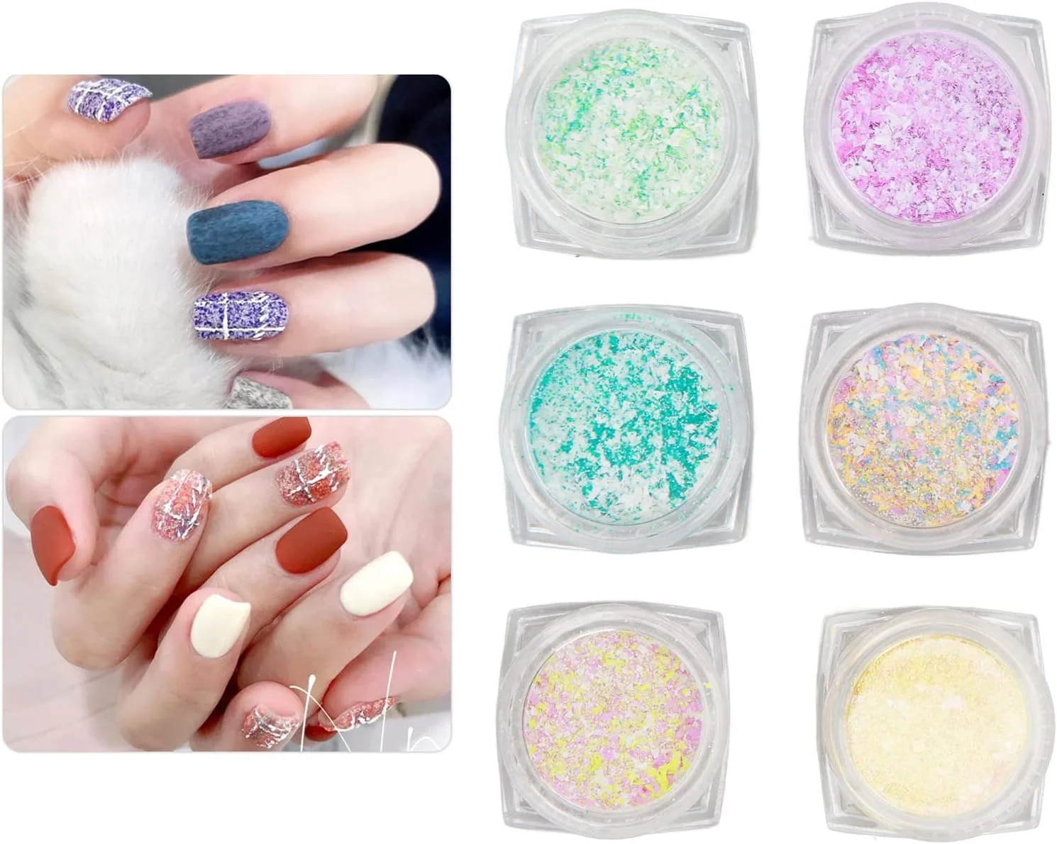 پودر پشم طراحی ناخن XBAILAZ، 6 شیشه، رنگ های ترکیبی، طراحی DIY، تزئینات مانیکور، پودر اکلیل هنر ناخن پودر پشم طراحی ناخن XBAILAZ، 6 شیشه، رنگ های ترکیبی، طراحی DIY، تزئینات مانیکور، پودر اکلیل هنر ناخن
