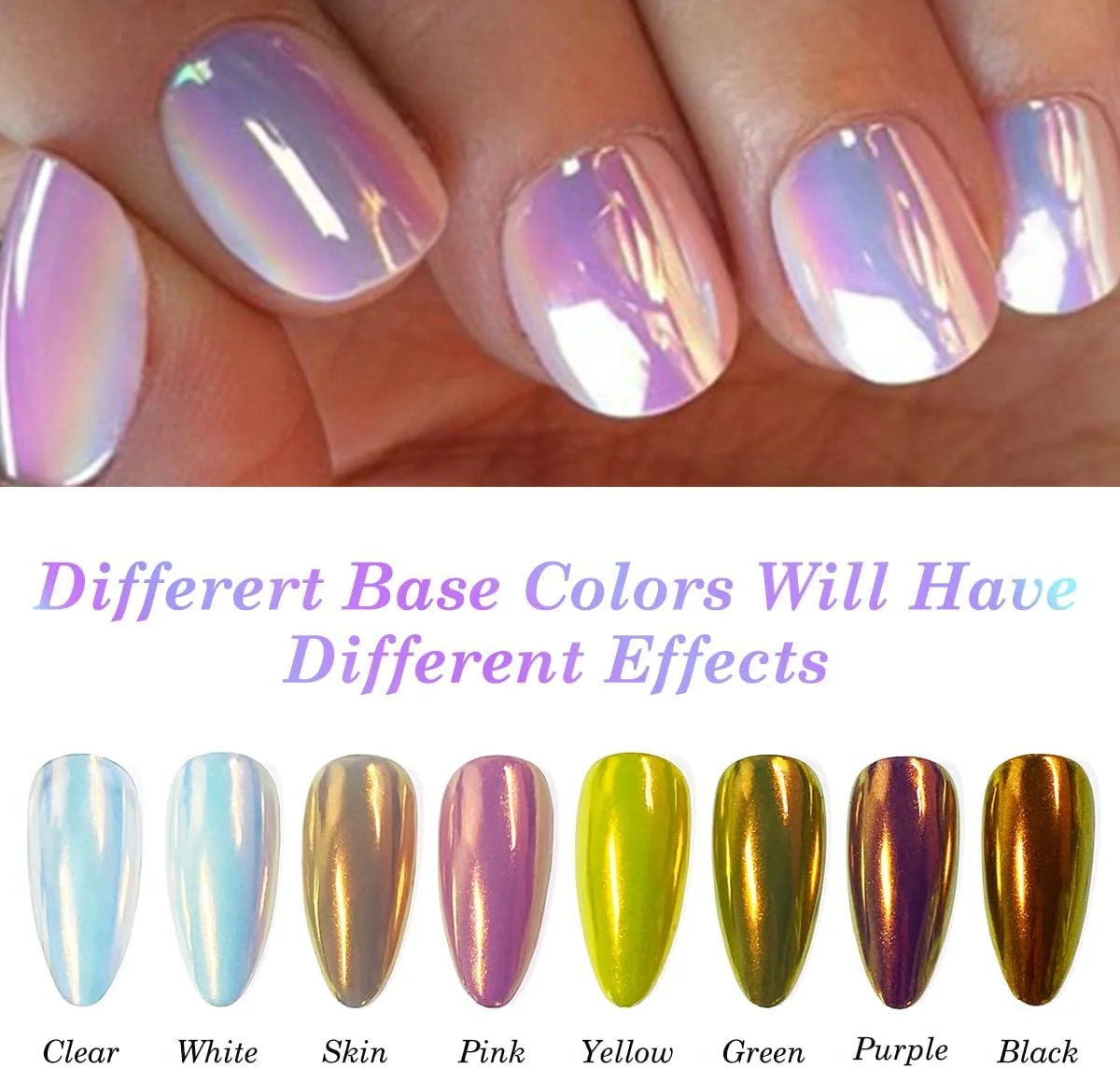 پودر کروم ناخن تک شاخ، یک شیشه پودر مرواریدی رنگین کمانی با جلوه آینه ای متالیک، پودر اکلیل سفید صدفی پری دریایی، پودر رنگدانه شفق قطبی برای طراحی و تزئین ناخن به همراه ابزار پودر کروم ناخن تک شاخ، یک شیشه پودر مرواریدی رنگین کمانی با جلوه آینه ای متالیک، پودر اکلیل سفید صدفی پری دریایی، پودر رنگدانه شفق قطبی برای طراحی و تزئین ناخن به همراه ابزار