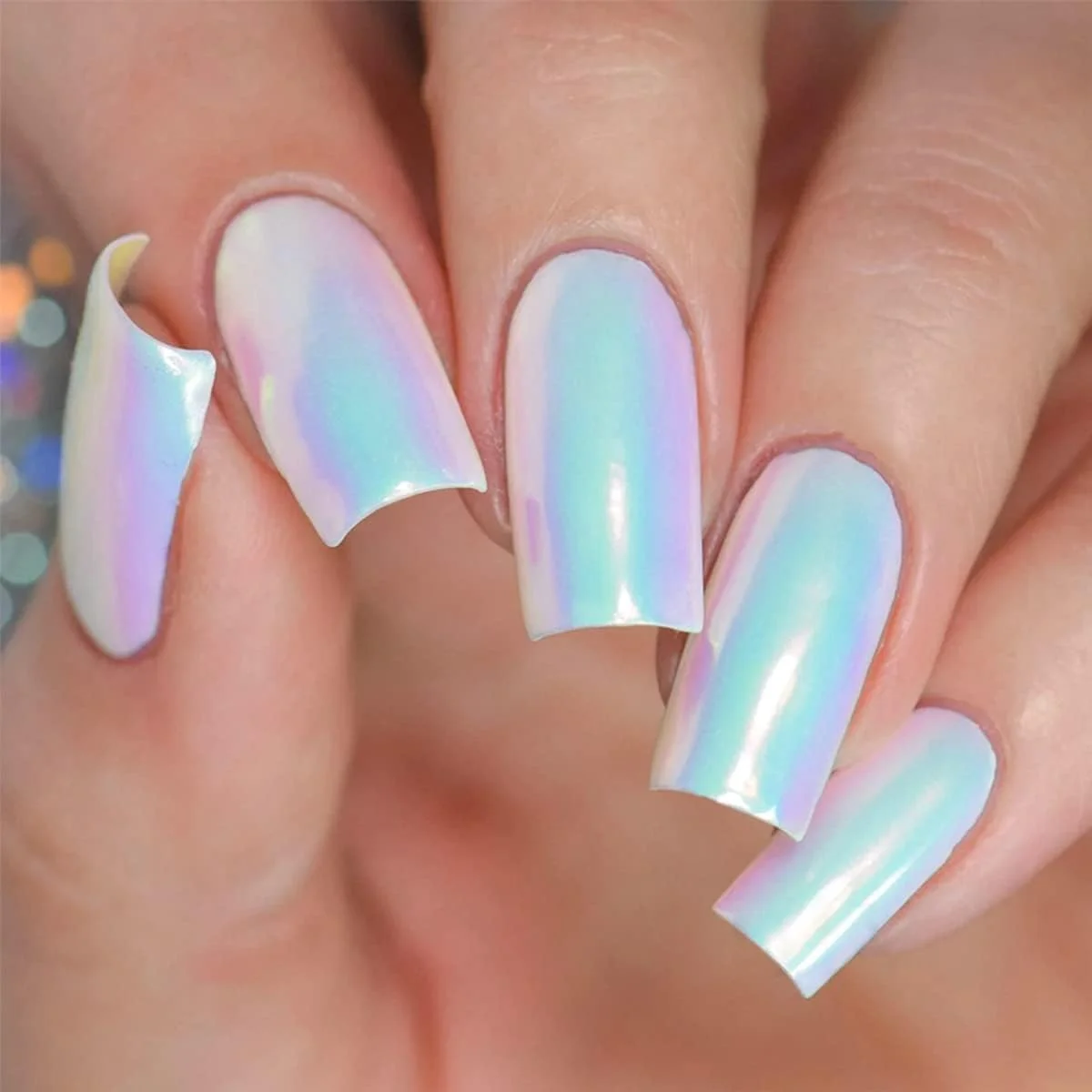 پودر کروم ناخن تک شاخ، یک شیشه پودر مرواریدی رنگین کمانی با جلوه آینه ای متالیک، پودر اکلیل سفید صدفی پری دریایی، پودر رنگدانه شفق قطبی برای طراحی و تزئین ناخن به همراه ابزار پودر کروم ناخن تک شاخ، یک شیشه پودر مرواریدی رنگین کمانی با جلوه آینه ای متالیک، پودر اکلیل سفید صدفی پری دریایی، پودر رنگدانه شفق قطبی برای طراحی و تزئین ناخن به همراه ابزار