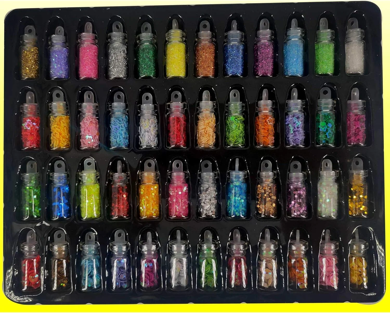 مجموعه تزئین ناخن سه بعدی Vozwa شامل پودر اکلیلی، رنگ های ترکیبی، 48 بطری