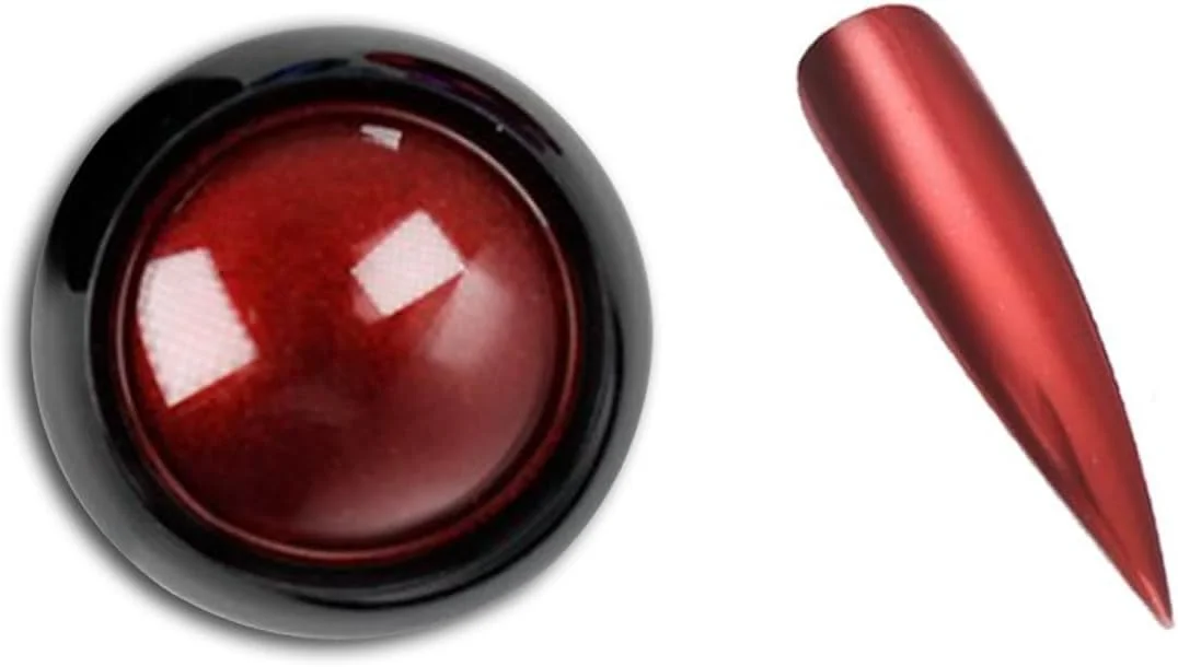 وانروی 1 جعبه پودر اکلیل آینه ای هنر ناخن، پودر متالیک طلایی نقره ای هولوگرافیک، پولک، ژل یو وی، رنگدانه کروم تزئینی (قرمز)