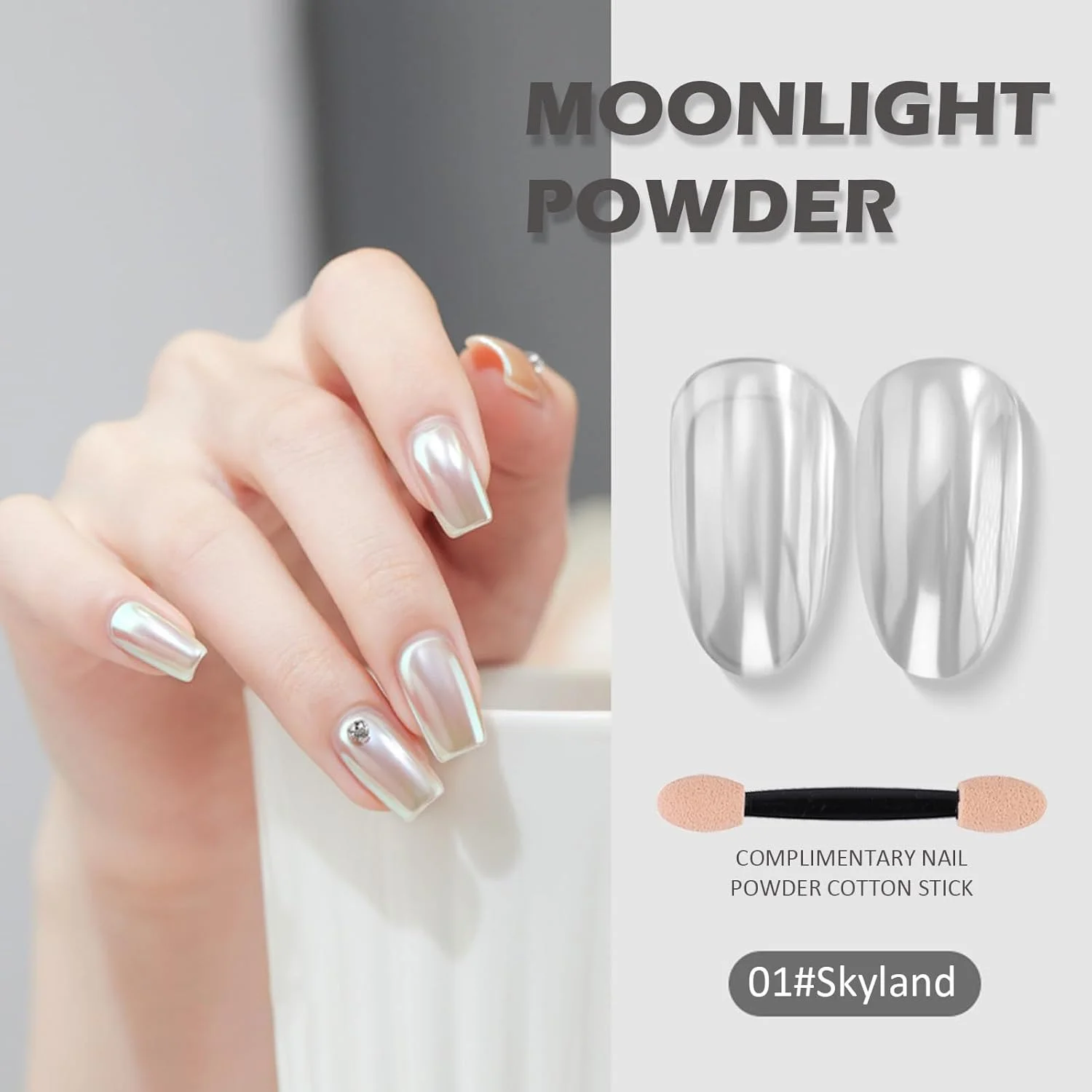 پودر ناخن کروم با جلوه آینه ای Sulily، پودر اکلیل مرواریدی سفید صدفی رنگین کمانی جادویی Aurora، پودر اکلیل مرواریدی هولوگرافیک، تزئینات DIY هنر ناخن، 3 گرم