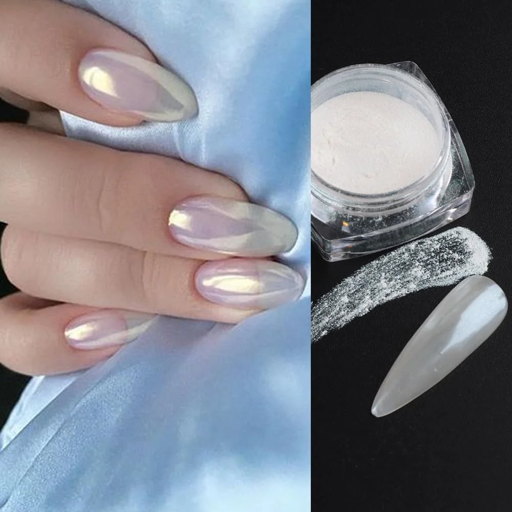 پودر ناخن کروم مرواریدی SUTOKAKA در 6 رنگ، ست پودر رنگین کمانی پری دریایی Aurora، رنگدانه اکلیلی با جلوه آینه ای متالیک برای تزئینات طراحی ناخن با لاک ژل