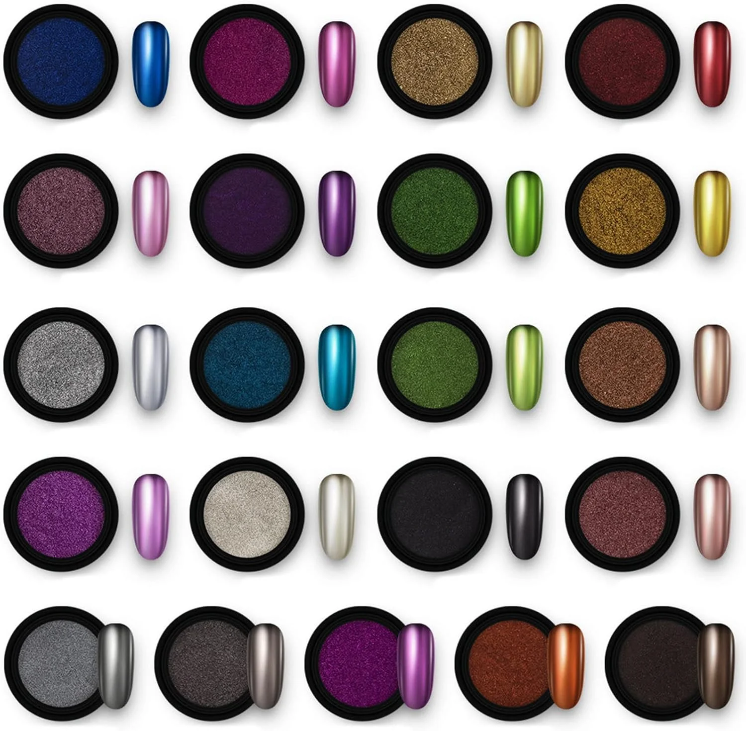برچسب های طراحی ناخن پودر اکلیلی رنگ متالیک بادوام هنر ناخن پودر پیگمنت آینه ای پولیش ناخن غیر پرنده برای طراحی ناخن