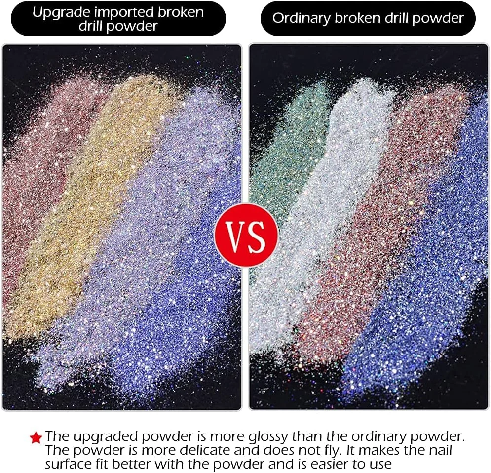 پودر طراحی ناخن، پودر درخشان ناخن، پودر اکلیلی با کیفیت عالی، پودر رنگارنگ طراحی ناخن، مناسب برای تزئین ناخن