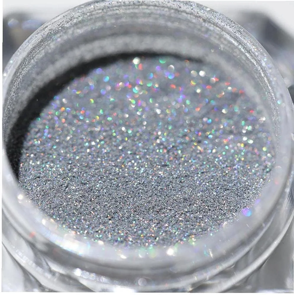 پودر درخشان ناخن 1.5 گرمی، پودر رنگدانه ای رنگارنگ هولوگرافیک، پودر براق برای طراحی ناخن
