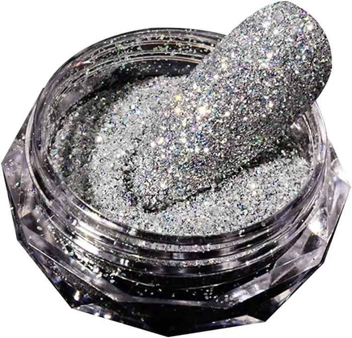 پودر طراحی ناخن، پودر درخشان ناخن، پودر قابل حمل اکلیلی طراحی ناخن، پودر رنگارنگ طراحی ناخن، مناسب برای تزئین ناخن