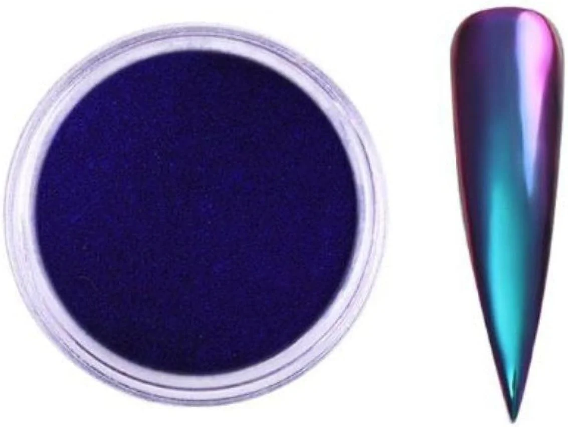 پودر اکلیل هولوگرافیک هنر ناخن SHILLS PROFESSIONAL، پودر کروم رنگدانه ای آینه ای جادویی آفتاب پرست، اکلیل آرایشی پودر لوازم آرایشی و بهداشتی آبی