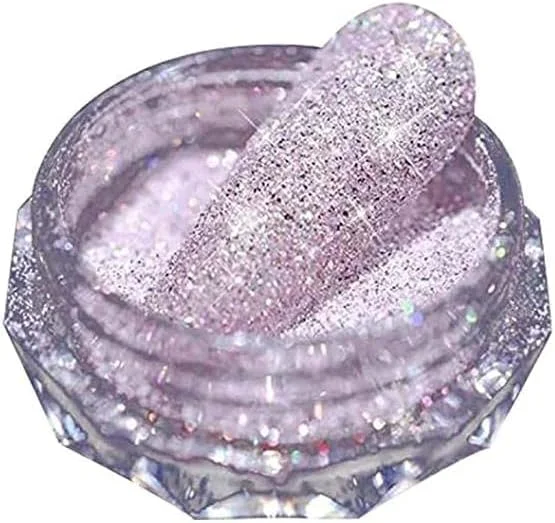 ست ۸ رنگ پودر الماس کریستالی طراحی ناخن، پولک های اکلیلی ناخن. پودر آینه ای، اکلیل هولوگرافیک، پودر کروم آفتاب پرست، پودر مروارید دریایی، تزئینات سه بعدی DIY هنر ناخن