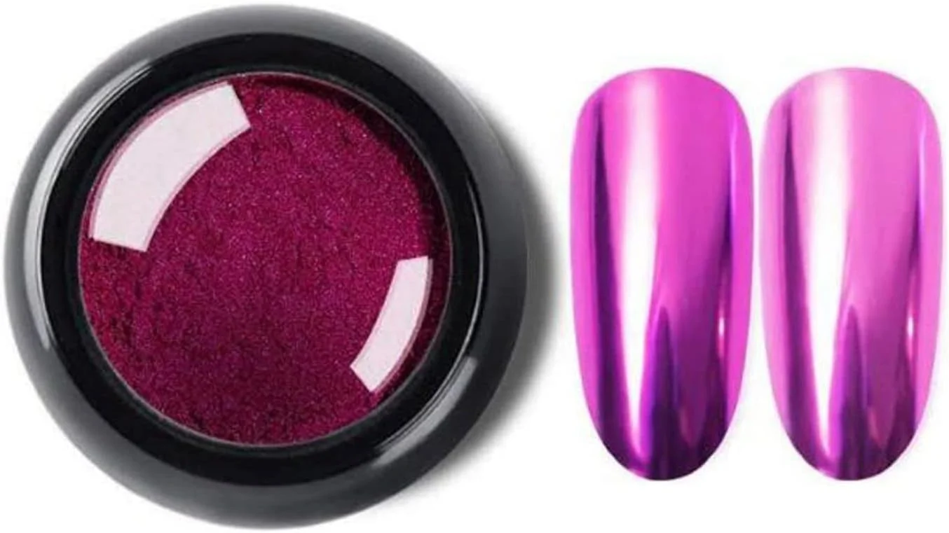 پودر پیگمنت کروم آینه ای اکلیلی ناخن حرفه ای صورتی شیلز