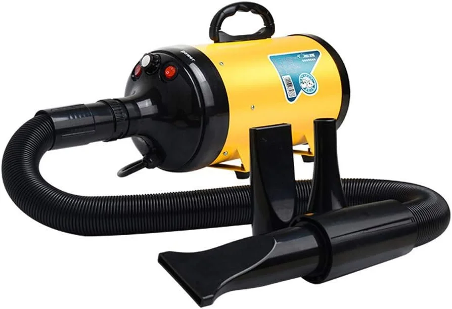 سشوار موی حیوانات خانگی پرسرعت ZJCQA2200W، سشوار نظافتی ZJCQA با بخاری برای سگ و گربه، قدرت دمندگی بالا، سرعت قابل تنظیم پیوسته، کاهش نویز، عایق حرارت، زرد
