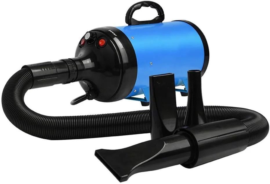 سشوار موی حیوانات خانگی پرسرعت Leunlee 2200W با قدرت بالا، سرعت و دمای قابل تنظیم، 3 نازل مختلف، مناسب برای خشک کردن گربه (آبی/صورتی) 0323