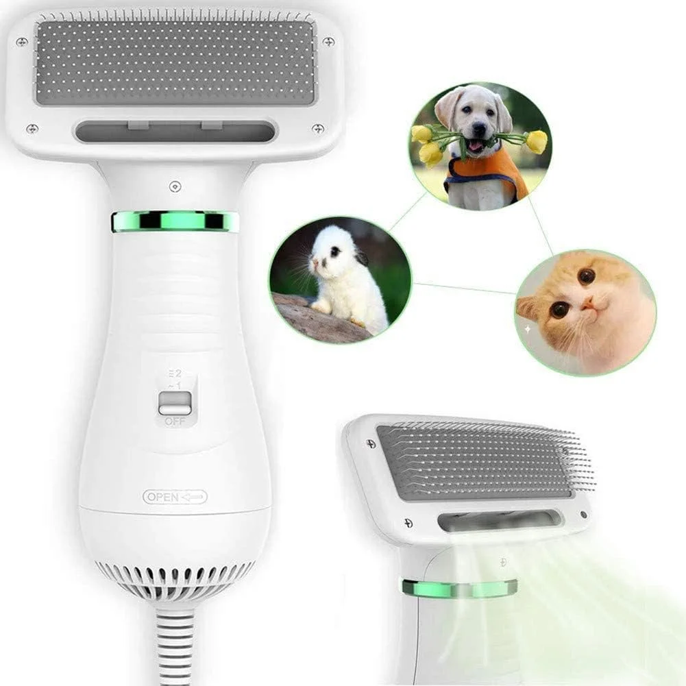 خشک کن موی حیوانات خانگی Bracae، سشوار نظافت حیوانات خانگی خانگی قابل حمل 2 در 1 با برس نرم کننده، دمای قابل تنظیم 2 حالت و صدای کم، حالت دهی و نظافت مو برای سگ و گربه های کوچک و متوسط