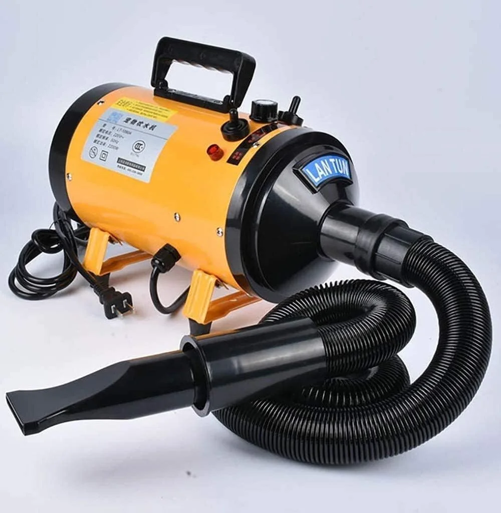 خشک کن سگ قابل تنظیم، خشک کن موتورسیکلت، سشوار موی حیوانات خانگی سگ و گربه با سرعت قابل تنظیم آبی رنگ، دمنده حرفه ای با حرارت روشن/خاموش