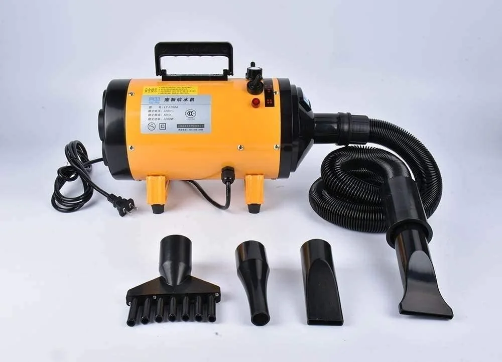 خشک کن سگ قابل تنظیم، خشک کن موتورسیکلت، سشوار موی حیوانات خانگی سگ و گربه با سرعت قابل تنظیم آبی رنگ، دمنده حرفه ای با حرارت روشن/خاموش